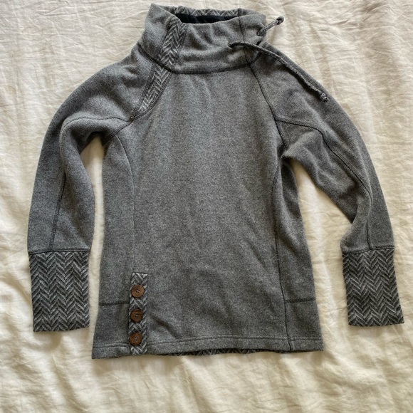 Heather Grey Prana cowl neck fleece - Picture 1 of 7